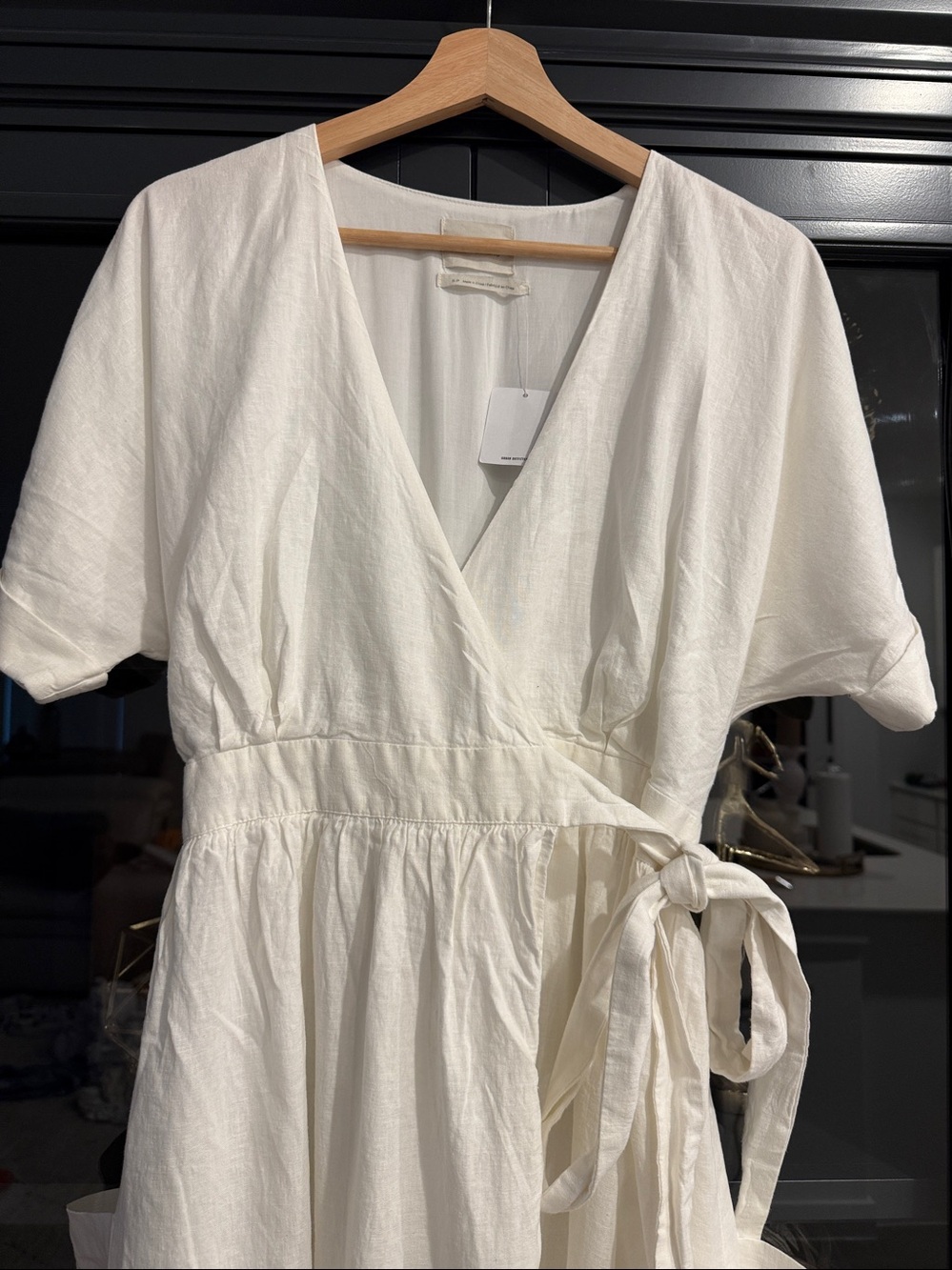Urban Outfitters Cream Wrap Lined Maxi Dress with Tie Waist - Picture 2 of 11